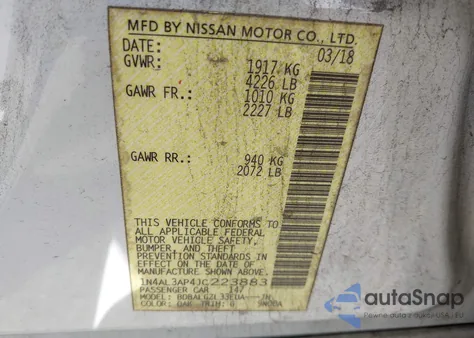 2018 Nissan Altima 2.5 S z USA, uszkodzony, nr VIN 1N4AL3AP4JC223883